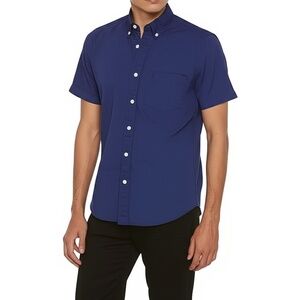 Express Mens Blue Collared Short Sleeve Casual Shirt Size Small